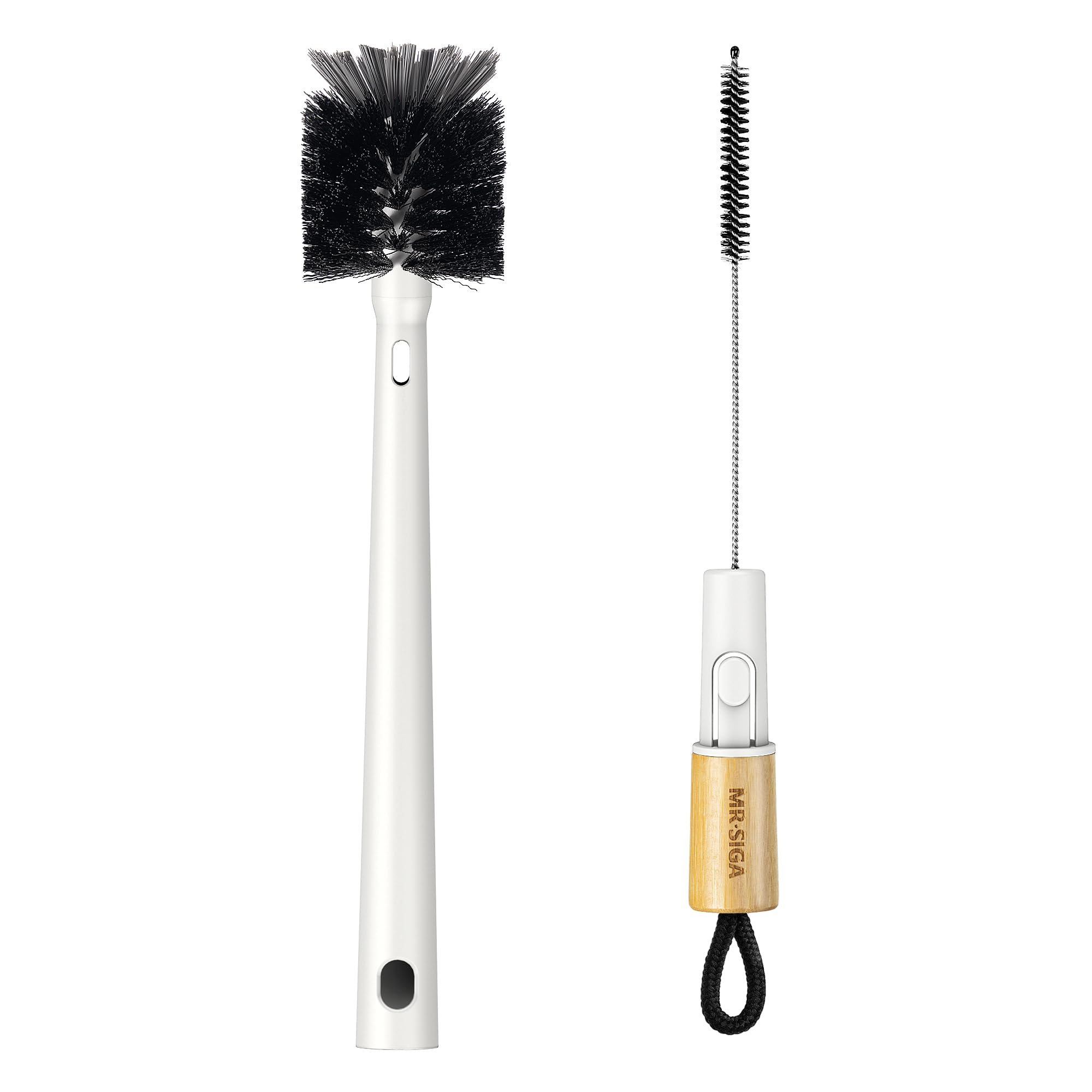 Photo 1 of MR.SIGA Water Bottle Brush and Straw Cleaner Brush, Long Handle Bottle Cleaner Brush, 2 in 1 Bottle Cleaning Brush for Sports Bottles, Baby Bottles, Mugs, Straws, White