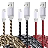 Micro USB Cable, 10ft Boxeroo 3 Pack Micro USB Cable High Speed USB 2.0 A Male to Micro B Data Sync and Charging Cables for Samsung, HTC and Other Android Phones