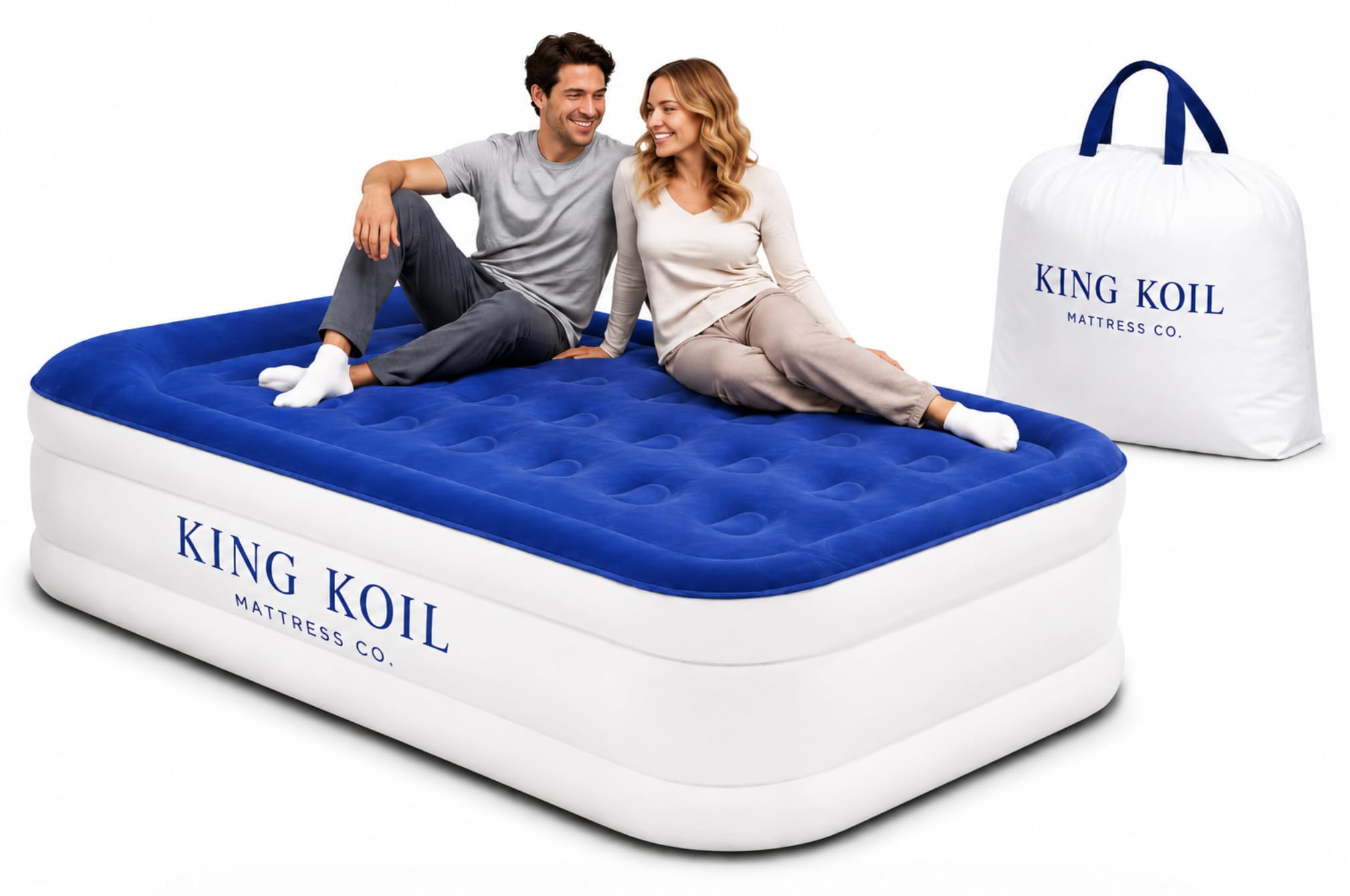King Koil Air Mattress Twin with Built-in Pump, Inflatable Blow Up Bed