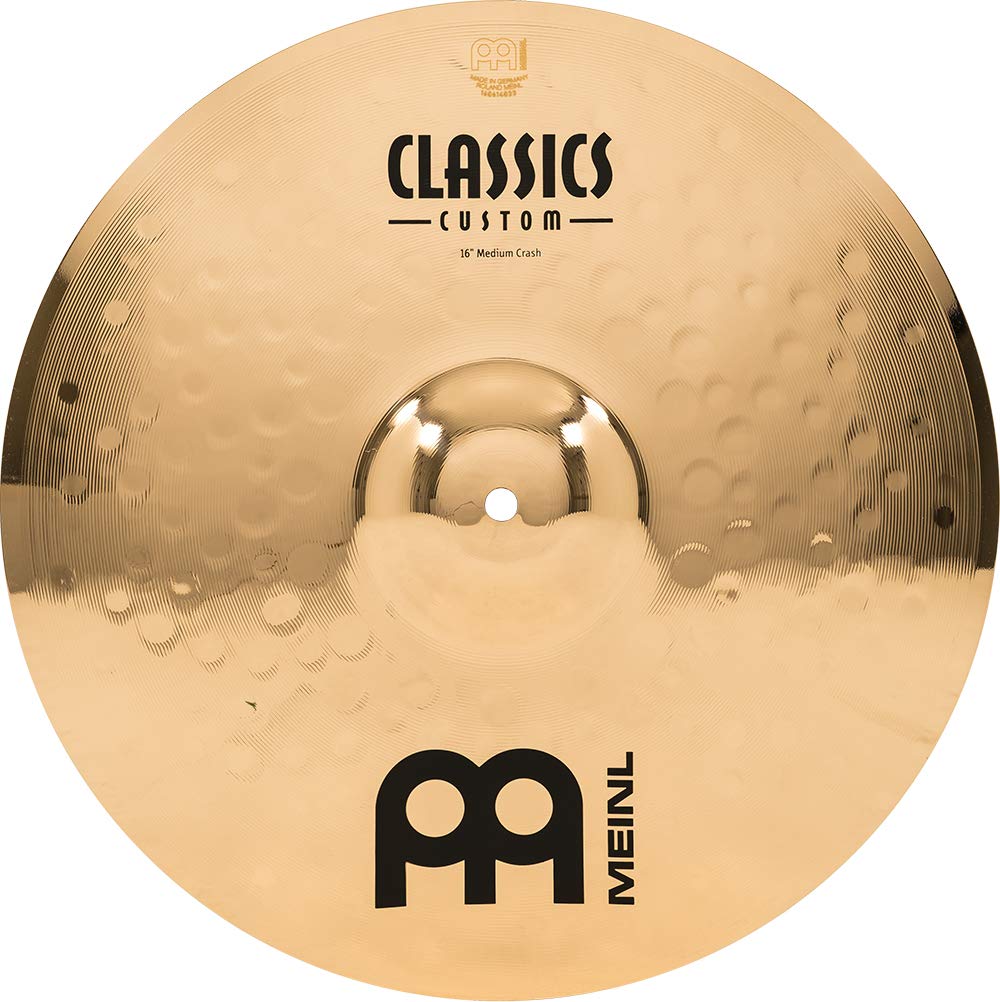 Meinl Cymbals Classics Custom Brilliant Crash Medium Cymbal 16 inch (Video) for Drum Set (40,64cm) B12 Bronze, Brilliant Finish, Made in Germany (CC16MC-B)