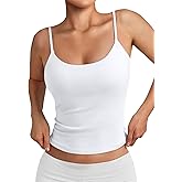 Trendy Queen Double Lined Tops for Women Adjustable Camisole Summer Teens Cute Going Out Spaghetti Strap Crop Tank Tops