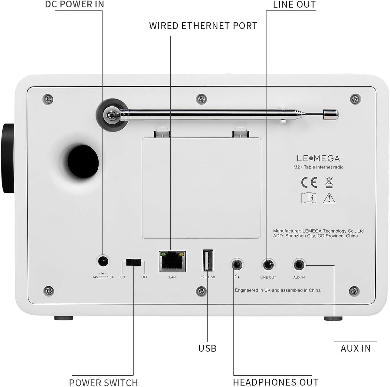 LEMEGA M2+ Smart Internet Radio,Table Radio,FM Radio,Bluetooth,WiFi,Spotify Connect,Wooden Box,Headphones-Out,AUX-in,USB MP3, Alarms& Clock,Kitchen/Sleep/Snooze Timer,20 Stations Presets-White Satin: Electronics