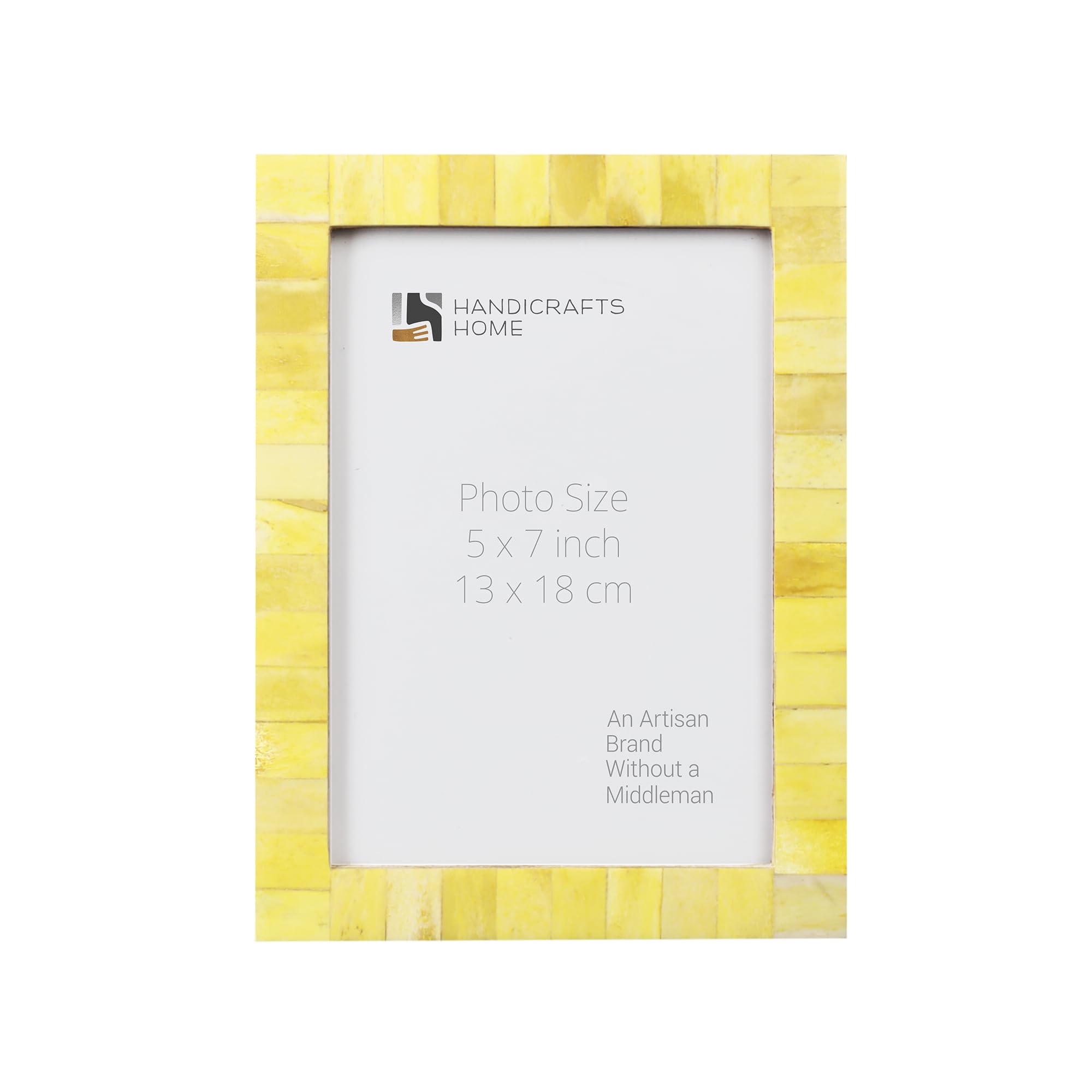 Handicrafts Home 5x7 Picture Frames - Vintage Style Wall Hanging & Desk Decor – Farmhouse Photo Frames Ideal for Living Room Office & Home Decor Picture Frame for Family Pictures & Wall Decor, Yellow