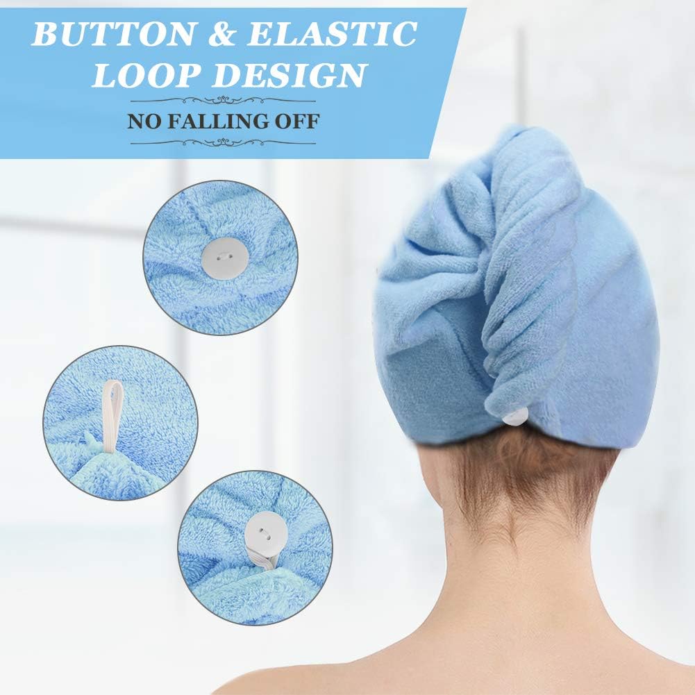 TuXHui Microfiber Hair Towels Wrap Super Absorbent Hair Drying Towels for Women Girls Curly, Long and Thick Hairs: Home & Kitchen