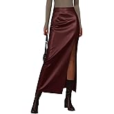 PRETTYGARDEN Womens Faux Leather Skirts 2026 Fall Fashion Bodycon High Waisted Slit Work Office Winter Maxi Long Pencil Skirt