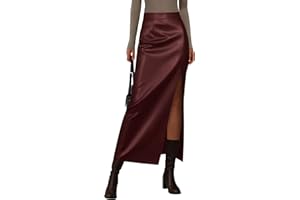 PRETTYGARDEN Womens Faux Leather Skirts 2026 Fall Fashion Bodycon High Waisted Slit Work Office Winter Maxi Long Pencil Skirt