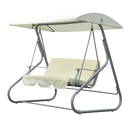 Outsunny Hollywoodschaukel Gartenschaukel Schaukelbank Schaukel 3-Sitzer Metall