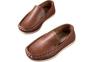Canyoule Boys Girls Driving Loafers Casual Dress Penny Slip On Flat Boat Shoes
