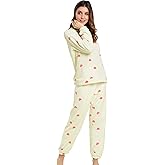 Allegra K Winter Flannel Pajama Sets for Women Cute Printed Long Sleeve Nightwear Top and Pants Loungewear Soft Sleepwears