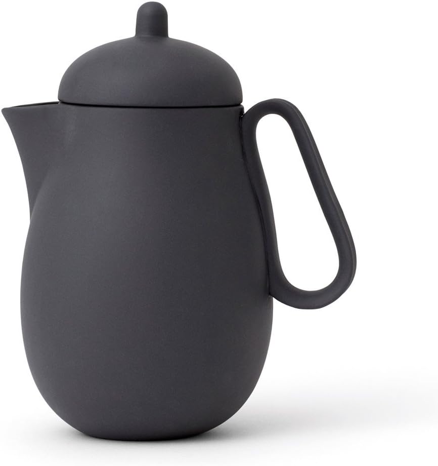 Teekanne 1 Liter aus Porzellan, Tropffrei, inklusiv Tee Sieb für losen Tee, Matt Schwarz Amazon