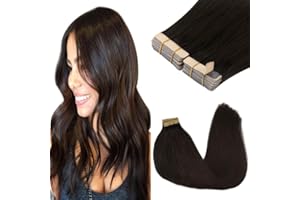 GOO GOO Tape in Hair Extensions Human Hair Dark Brown Hair Extensions for Women Real Human Hair Seamless Invisible Straight H