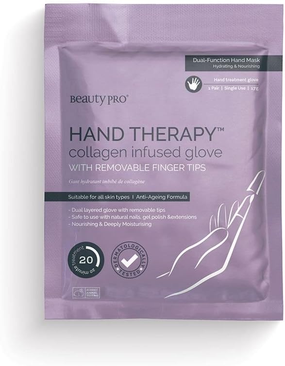 BEAUTYPRO HAND THERAPY Hand Mask Moisturising Gloves Anti-Ageing Treatment Dry Cracked Hand Removeable Tips Safe with Natural Gel & Extensions Nails Skincare Award Winning Brand