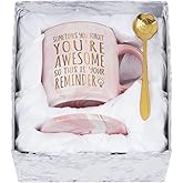Maustic Birthday Gifts for Women, Best Friend Friendship Gifts, Thank You Gift, Sometimes You Forget Your Awesome Mug, Inspirational Gift for Employee Teacher Coworkers Nurses, 12 Oz Pink