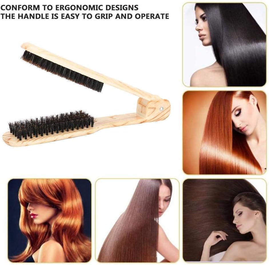 Hair Straightening Comb, DIY Salon Hairdressing Hair Straightener V Shaped Comb, Anti-static Dual-Brush Comb for Home and Salon Use - Image 4