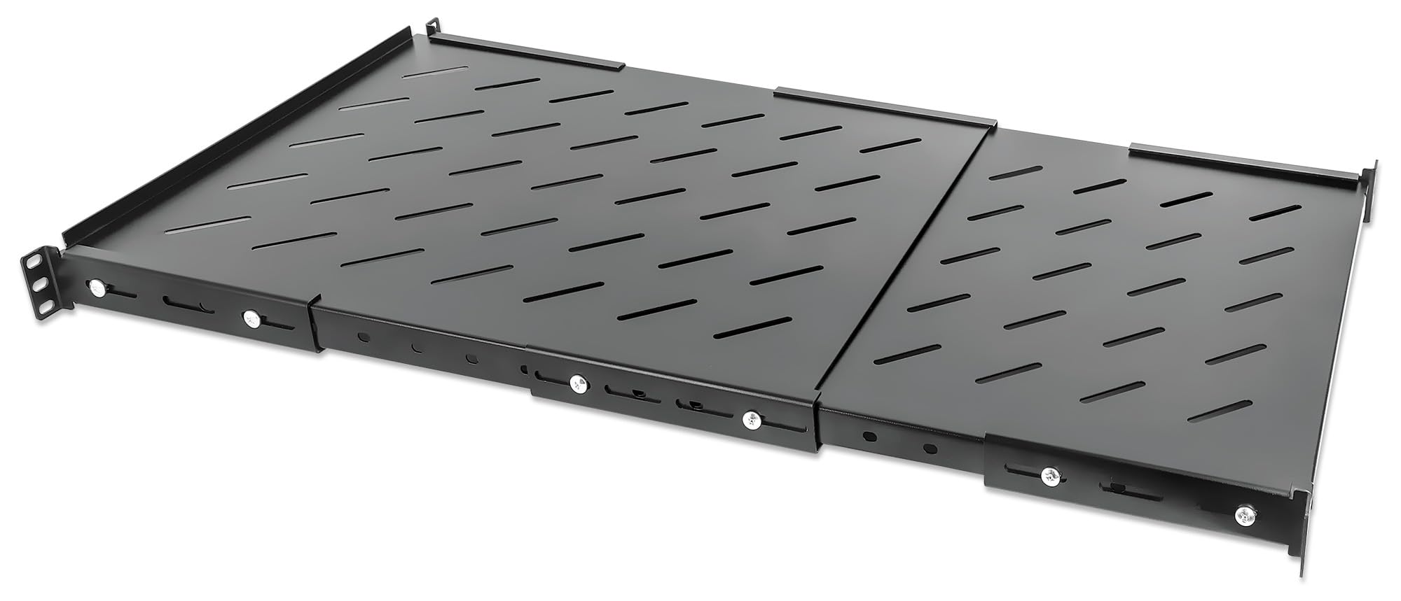 Intellinet 19 Inch Fixed Extending Shelf, 1U Extending Fixed Shelf, Steel, Black