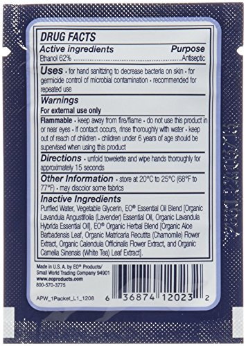 EO Products Sanitizing Hand Wipes - Lavender - Case of 24 - Thumbnail 3
