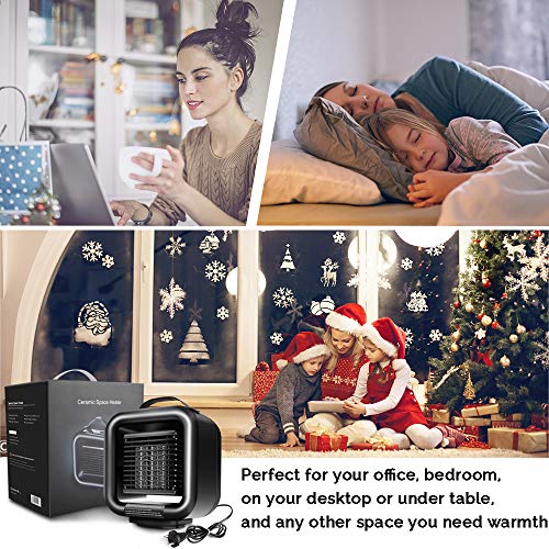 OYRGCIK Space Heater, Portable Ceramic Heater Personal Electric Heater Fan Safe Oscillating PTC Heater with Tip-Over Auto Shut Off Overheating Protection for Office Indoor Home Bedroom, Black
