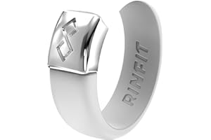 Rinfit Silicone Rings for Women 6mm Wide & Men 7mm Wide, 2mm Thick - Silicone Wedding Bands- Infinity Ring with Metal Plate - Patented Design