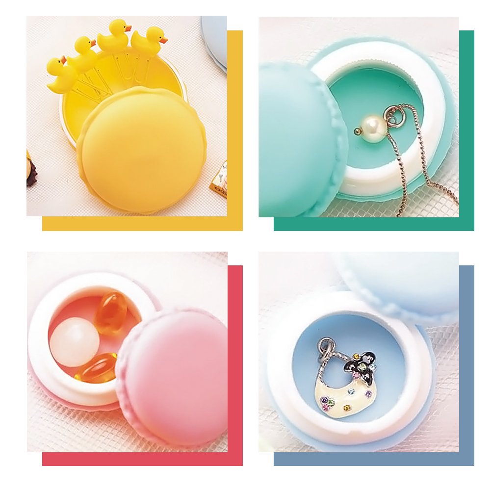 8pcs Macaron Pill Box,Party Favor Macaroon Jewelry Boxes Portable Travel Decorative Storage Boxes Pill Case Container Ring Necklace Earring Jewelry Carrying Case