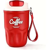 Coffee Vacuum Flask,Portable Cup with Lid Handle 316 Stainless Steel Liner Insulated Water Bottle,Travel Coffee Mug for Hot and Cold Drinks (Red, Standard Version)