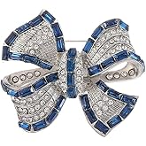 Rhinestone Bow Collar Brooch For Women Unique Crystal Ribbon bow Brooch Dainty Blue Rose Sparkling Ribbon Bow brooch Badge Clothing Accessory Jewelry Gift