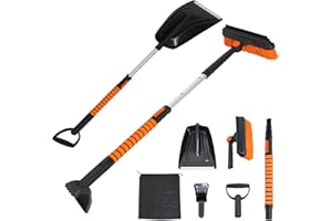 YSMJ 34'' to 41'' Extendable Snow Brush, Ice Scraper for Car Windshield, Emergency Snow Shovel Snow Broom with Foam Grip 180°