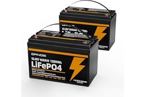 GRNOE 2-Pack 12V 100Ah LiFePO4 Lithium Battery Group 31 Built-in 100A BMS, Low-Temp Protection Up to 15000 Deep Cycles Rechargeable Battery for RV, Marine, Solar System, Van, Trailer, Home Energy Storage
