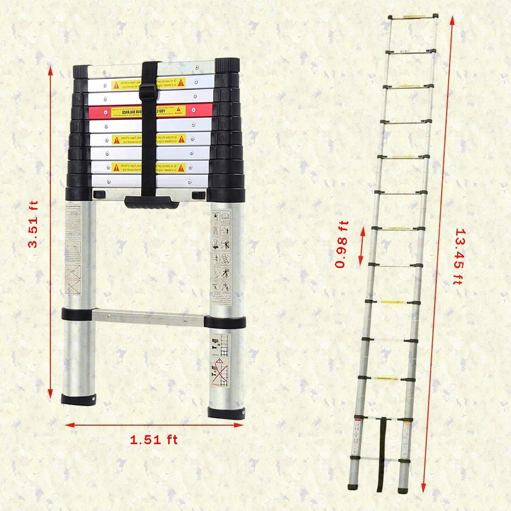 13.5FT Extra Strong Aluminum Telescoping Ladder, Newly Telescopic Extension Ladder, Strongest 430lbs Capacity: Electronics