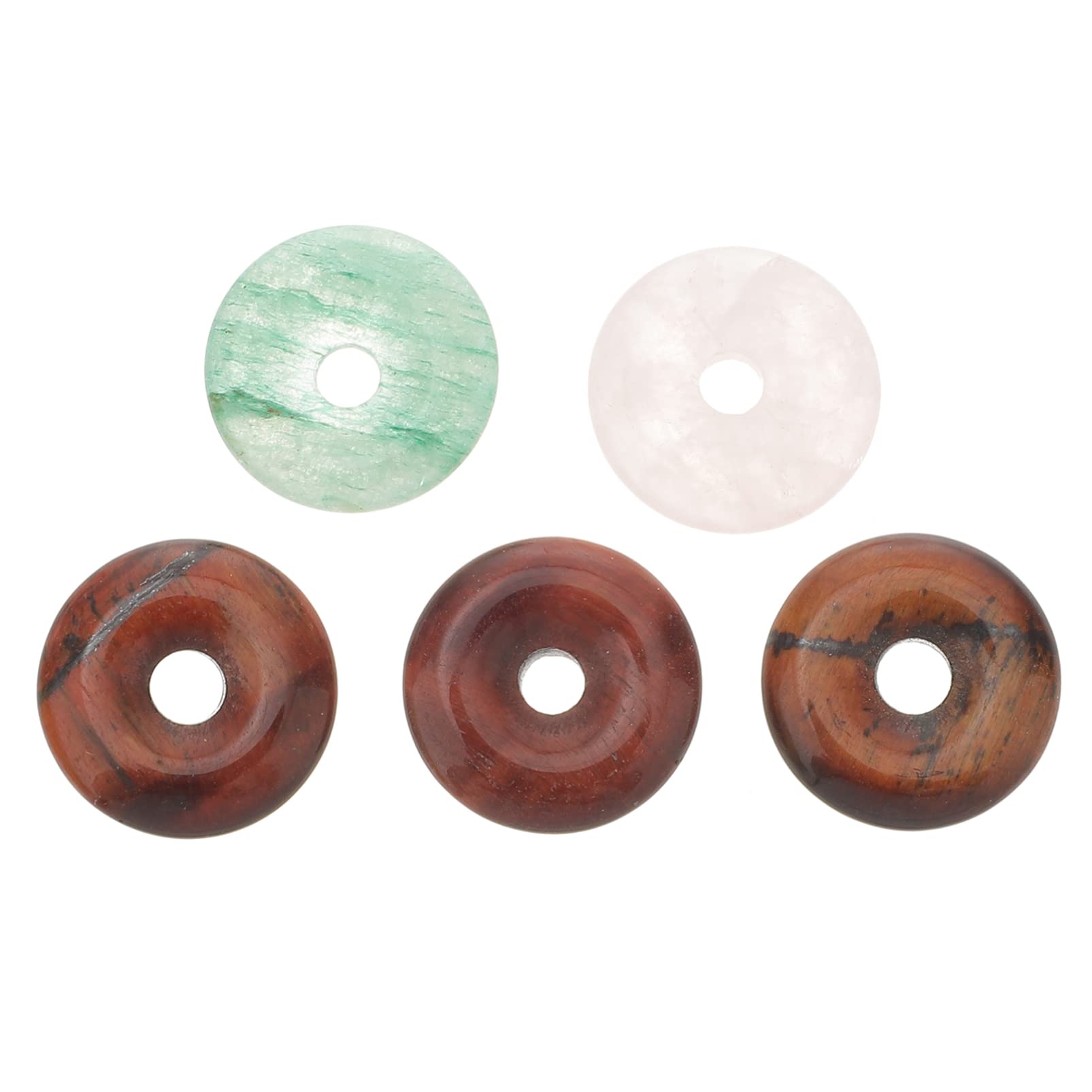 SUPVOX Natural Multi Color Rainbow Fluorite Ring Circle Donut Chakra Pendant Bead DIY Jewelry Accressory Necklace Key Chain Kit (40mm, mixed styles)