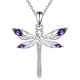 POPLYKE Dragonfly Necklace 925 Sterling Silver Dragonfly Pendant Jewelry Gifts for Women