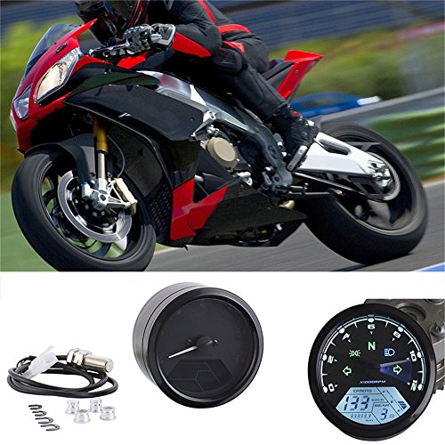 Sammid Multi-Functional Motorcycle Odometer,12V Dual Speed Meter with Backlit LED Indicator Waterproof Motorcycle Speedometer Odometer Gauge Digital Instrument - Thumbnail 3