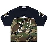 Aelfric Eden Jersey Shirts for Women Oversized 77 Camouflage Football Number Graphic Tees Y2k Streetwear T Shirt Tops
