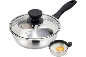 MARSKITOP Egg Poacher, Nonstick Poached Eggs Cooker, Stainless Steel Egg Poaching Pan Food Grade Safe PFOA Free