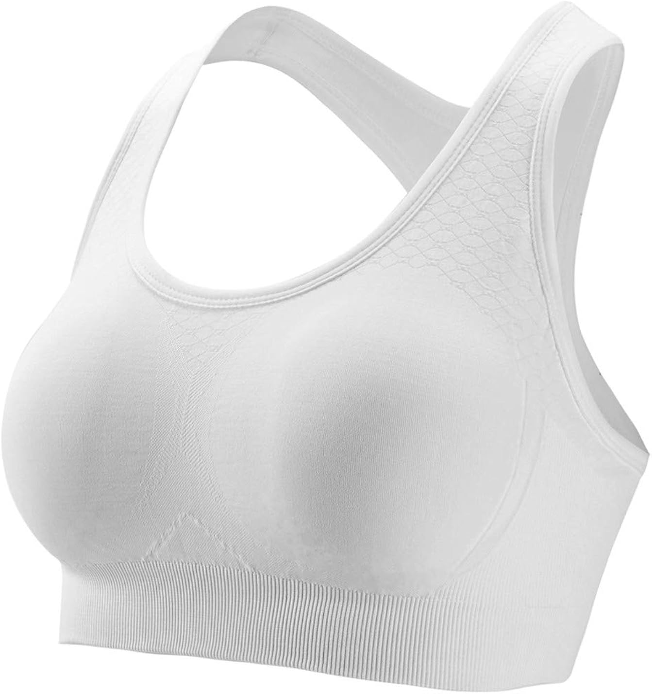 Lynfun Women's Seamless Racerback Sport Bra (White, L（Fit