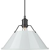 Golden Lighting Yep Orwell 1-Light 14in Pendant in Matte Black and Dusky Blue Shade