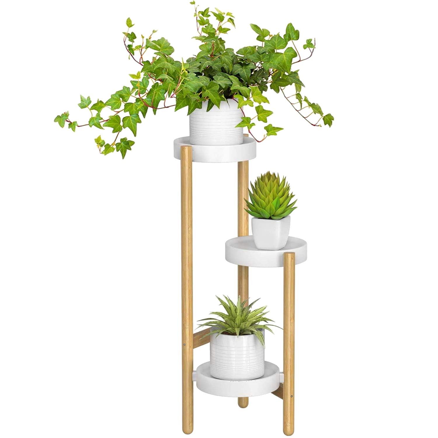 the lux | Bamboo Plant Stand | 3 Tier Tall Flower Pots Holder, Indoor Display Rack for House Plants, Home Décor Corner Shelf for Living Room, Office and Outdoor Garden Patio