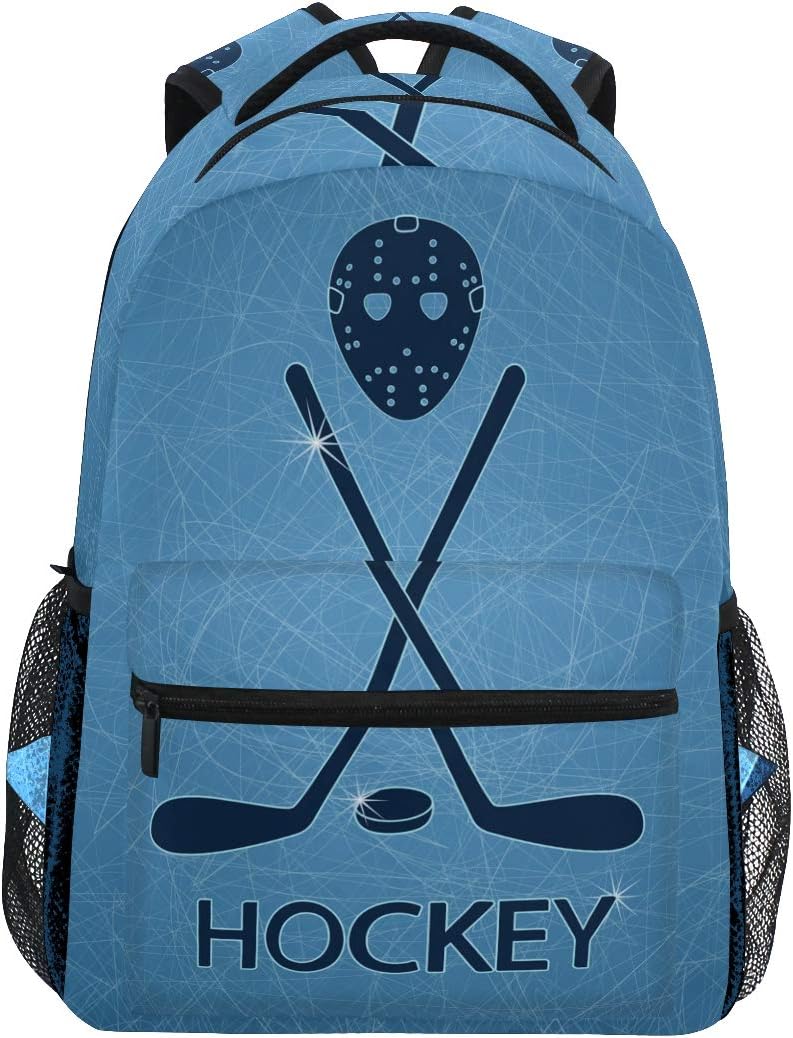 School Backpack Ice Hockey Sticks And Puck Bookbag for