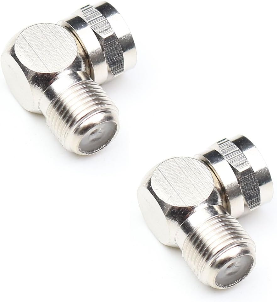ANHAN F Type Male Plug to F Type Female Socket Right Angle Cable Connector 90 Degree Adapter RG6 Coaxial Adapter TV (2Pack)
