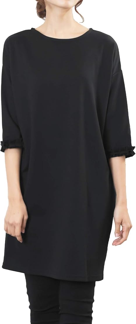 Amazon Co Jp ミリアンデニ レディース ワンピース フリル 半袖 5分袖 ショート丈 トップス 服 ファッション小物