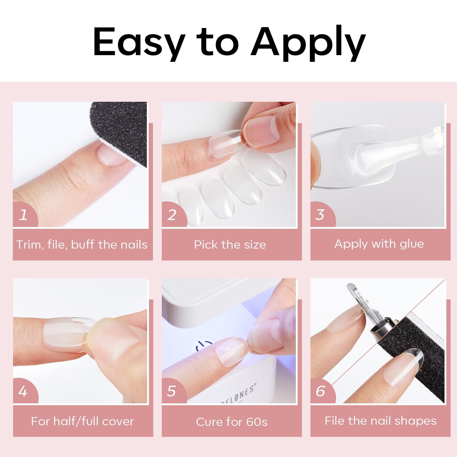 Modelones Short Oval Round Nail Tips - 500Pcs Soft Fake Nails Tips Gel Pre-shaped Half Matte Full Cover No Filed False Extension Manicure Salon DIY at Home 10 Sizes - Image 9