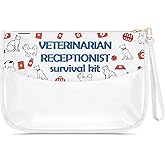Vet Receptionist Gift Clear Makeup Bag Veterinarian Appreciation Gifts Veterinarian Survival Bag Vet Assistant Veterinary Receptionist Coworker Doctor Travel Pouch for Graduation Birthday