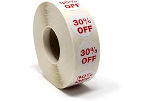 STORE FIXTURES DIRECT 30% Percent Off Mark Down Dot Stickers, 3/4" Round Self Adhesive Retail Circle Labels, 1000 Pack