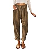 Acelitt Womens Elastic Waist Straight Leg Corduroy Pants with Pockets, S-2XL