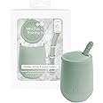 ezpz Mini Cup + Straw Training System - 9 Months+ (Sage) - 100% Silicone Training Cup for Infants + Toddlers - Designed by a Pediatric Feeding Specialist