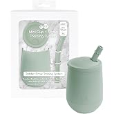 ezpz Mini Cup + Straw Training System (Sage) - 9 Months+ | 100% Silicone Training Cup for Infants + Toddlers - Designed by a Pediatric Feeding Specialist