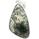 Natural Green Moss Agate 925 Solid Sterling Silver Pendant 30mm