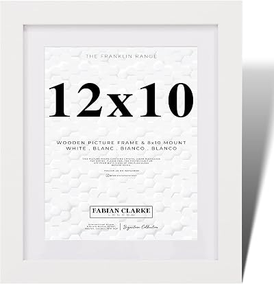 Fabian Clarke London 12x10 Picture Frame White Mount 10x8 MDF Hang Portrait