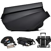 Sling Bag, Crossbody Bags for Women and Men, Expandable Sling Bags Stylish, Black Small Backpack, Multipurpose Shoulder Backpack With Multiple Pockets Waterproof Anti-theft Chest Bag, for Travel Work