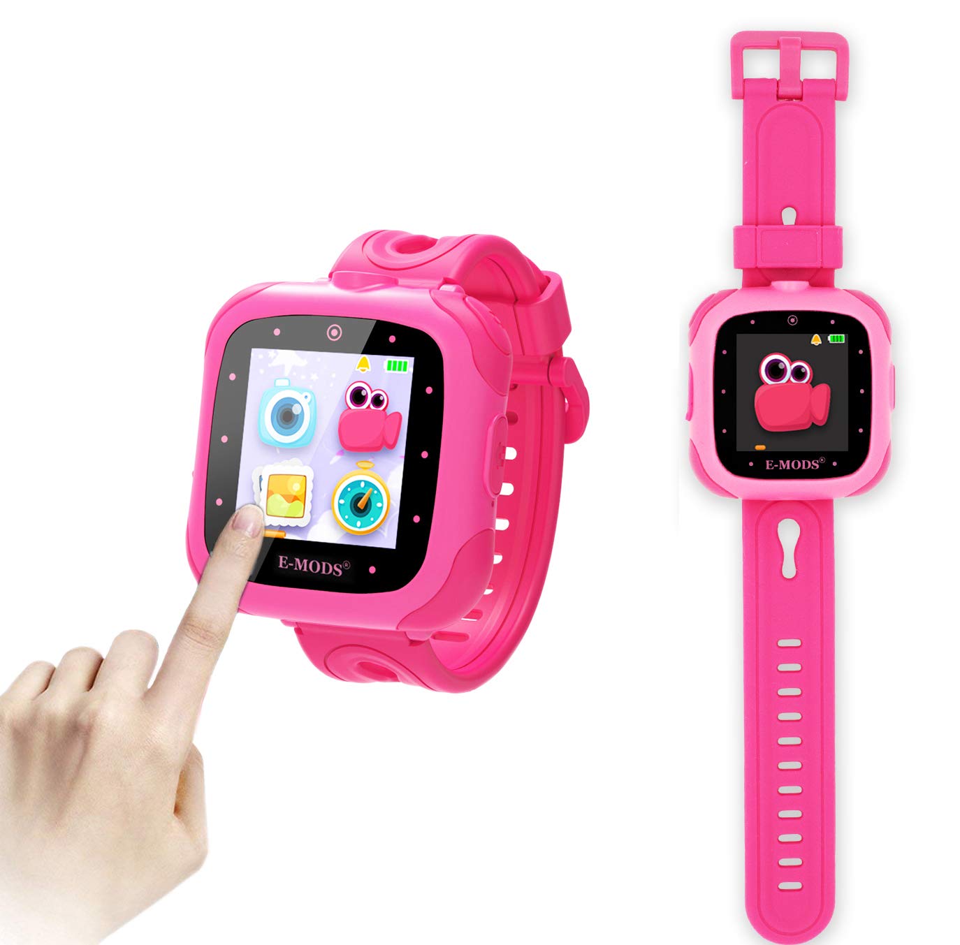 E-MODS GAMING Kids Smartwatch,1.5 inch Touchscreen 20 Games Multi Language Digital Smart Watch with Camera,Built-in Puzzle Game Toy Watch, Pink