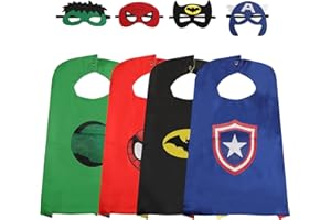 AnRuk Superhero Capes Set for Kids, Hero Caps and Masks for 3-12 Year Old Boys and Girls, Cartoon Dress Up for Holiday Halloween, Costumes Party Supplies Christmas and Brithday Gifts.